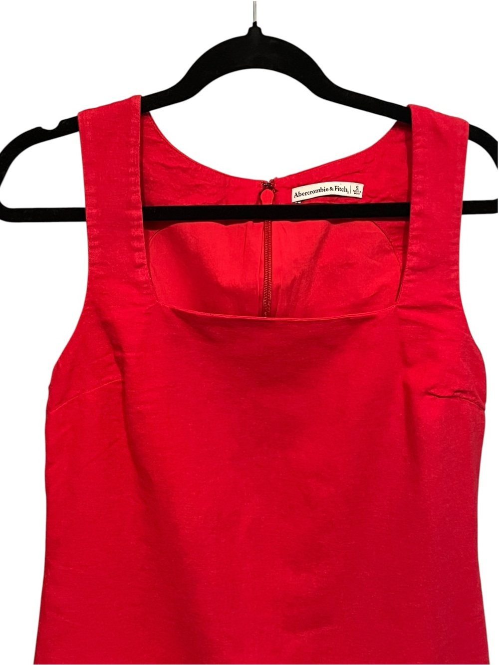 Abercrombie & Fitch Linen Blend Red Square Neck Mini Dress - Size Small - Picture 7 of 7